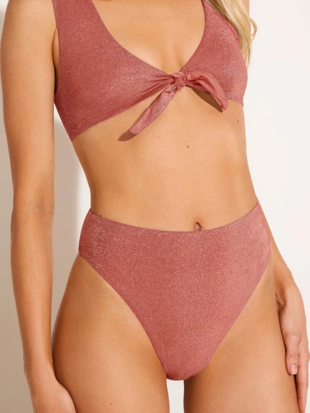 Vitamin A Barcelona High Waist Bottom - Pink Metallic Cheeky Vacation Small - Picture 3 of 8